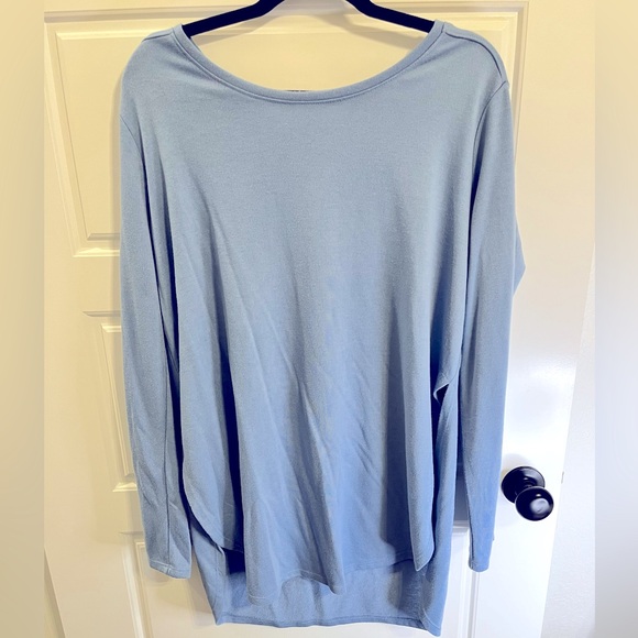 EUC Mono B Long Sleeve Flow Top with Side Slit in Blue/Gray  1XL - Picture 3 of 4